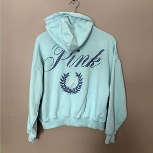Victoria’s Secret PINK everyday fleece full zip hoodie relaxed light blue sz S